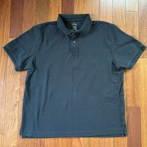 LL Bean Black Cotton Collared Shirt Sleeve Polo Shirt